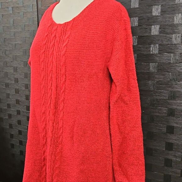 NWT Liz Claiborne Cabaret Red Crew Tunic Oversized Sweater Size Small - Picture 4 of 13